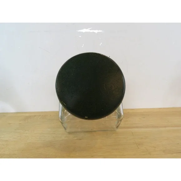 VTG Glass Canister Set Of 3 Green Wood Lids Pentagon Mercantile Country